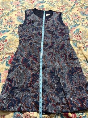 Tory Burch Navy, Burgundy and Brown Patterned Mini Dress